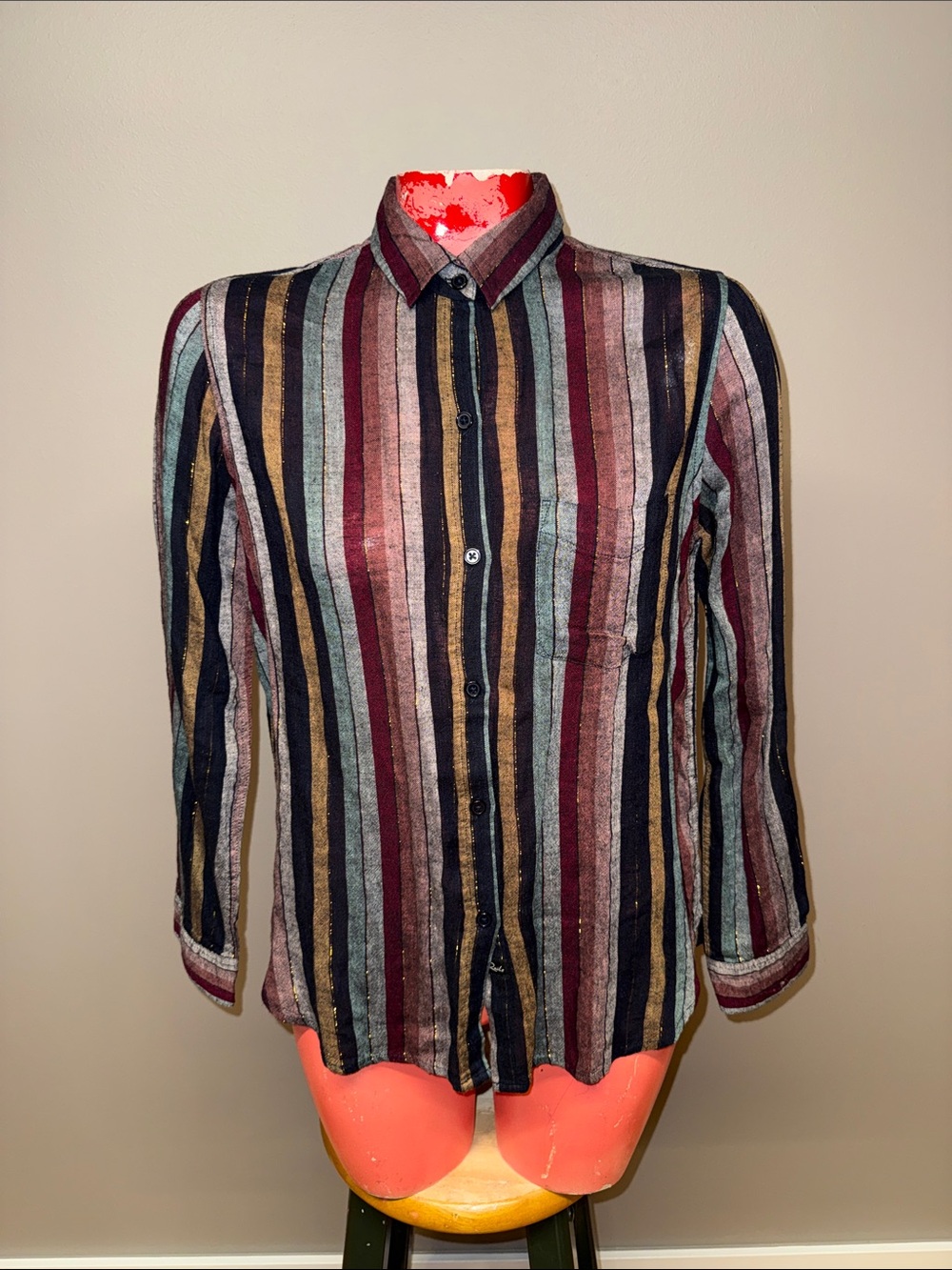 Rails - Striped Multicolor Long-Sleeve Button-Up Shirt top